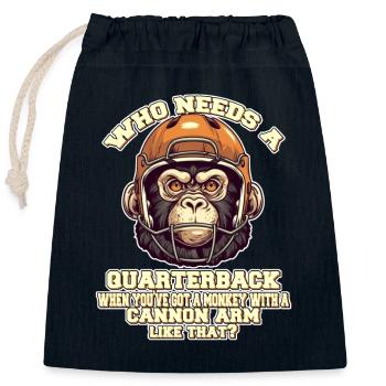 Motiver le singe quaterback - Sac cadeau en coton avec cordon (25 x 30 cm) - bleu marine - Devant