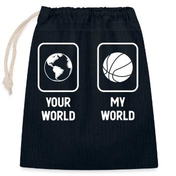 Your World My World - Basketball - - Closable cotton gift bag (25x30cm) - navy - Front
