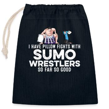 J’ai des combats d’oreillers avec des lutteurs de sumo gangster - Sac cadeau en coton avec cordon (25 x 30 cm) - bleu marine - Devant