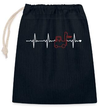 Forklift Heartbeat Teleskoplader Geländestapler - Verschließbarer Geschenkbeutel aus Baumwolle (25x30cm) - Navy - Vorne
