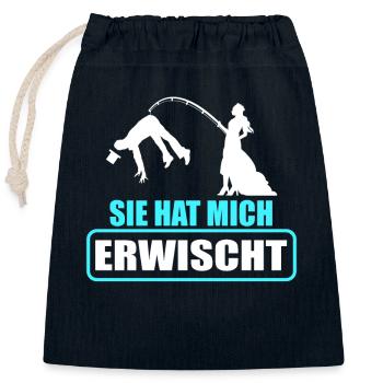 Junggesellenabschied Poltern Polterabend JGA - Verschließbarer Geschenkbeutel aus Baumwolle (25x30cm) - Navy - Vorne