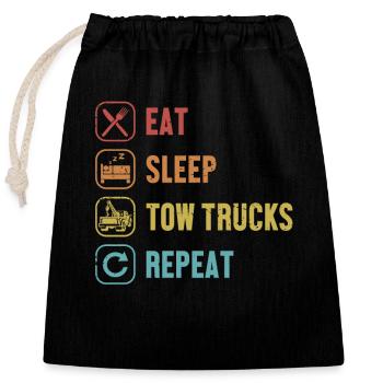 Eat Sleep Tow Trucks Repeat Abschleppdienst - Verschließbarer Geschenkbeutel aus Baumwolle (25x30cm) - Schwarz - Vorne