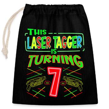 This Laser Tagger Is Turning 7 Years Old Laser Tag - Verschließbarer Geschenkbeutel aus Baumwolle (25x30cm) - Schwarz - Vorne