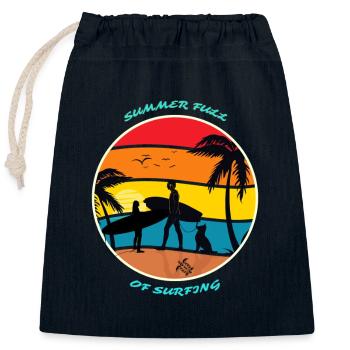 Summer Full of Surfing - Closable cotton gift bag (25x30cm) - navy - Front