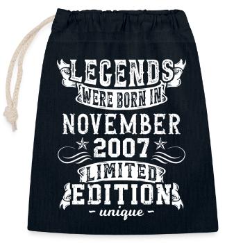 Geburtstag November 2007 Jahr Limited Edition - Verschließbarer Geschenkbeutel aus Baumwolle (25x30cm) - Navy - Vorne
