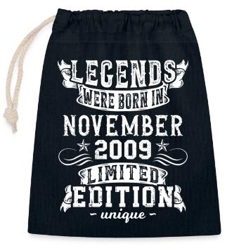 Geburtstag November 2009 Jahr Limited Edition - Verschließbarer Geschenkbeutel aus Baumwolle (25x30cm) - Navy - Vorne