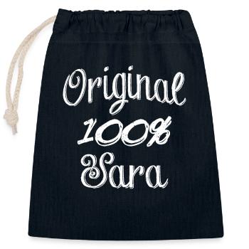 Original 100% Sara - Verschließbarer Geschenkbeutel aus Baumwolle (25x30cm) - Navy - Vorne