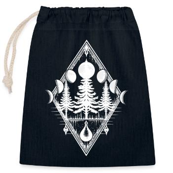 Phases de lune Arbres forestiers Occulte Wicca païenne - Sac cadeau en coton avec cordon (25 x 30 cm) - bleu marine - Devant