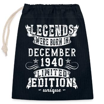 Birthday December 1940 year Limited Edition - Closable cotton gift bag (25x30cm) - navy - Front