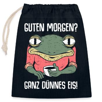 Guten Morgen? Ganz dünnes Eis - Verschließbarer Geschenkbeutel aus Baumwolle (25x30cm) - Navy - Vorne