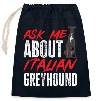 Lévrier italien Greyhound Chiens - Sac cadeau en coton avec cordon (25 x 30 cm) - bleu marine - Devant
