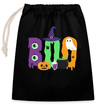 Boo Halloween Spider Ghost Pumkin Witch Zombie - Closable cotton gift bag (25x30cm) - black - Front
