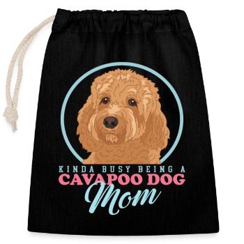 Cavapoo Maman Chien Propriétaire Chien Cavoodle Cadeau - Sac cadeau en coton avec cordon (25 x 30 cm) - noir - Devant