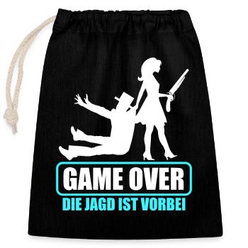 Junggesellenabschied Polterabend JGA Männer - Verschließbarer Geschenkbeutel aus Baumwolle (25x30cm) - Schwarz - Vorne