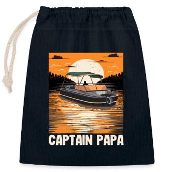 Captain Papa Pontoon King Motorboat Owner - Verschließbarer Geschenkbeutel aus Baumwolle (25x30cm) - Navy - Vorne