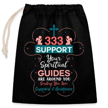 Angel Number 333 Support Spiritual - Closable cotton gift bag (25x30cm) - black - Front