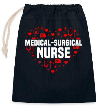 Infirmière médico-chirurgicale cardiaque - Sac cadeau en coton avec cordon (25 x 30 cm) - bleu marine - Devant