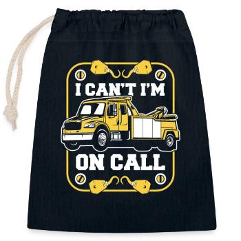 Je ne peux pas Je suis sur appel Conducteur de dépanneuse - Sac cadeau en coton avec cordon (25 x 30 cm) - bleu marine - Devant