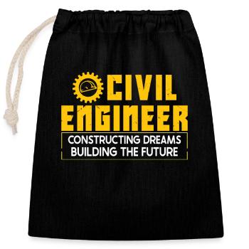 Civil Engineer student Civil Engineering - Closable cotton gift bag (25x30cm) - black - Front