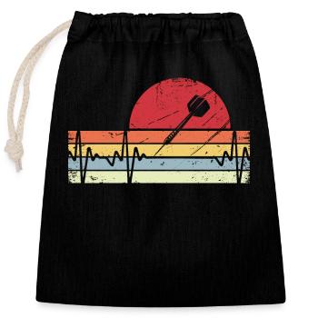 Lignes rétro - Heartbeat - Fléchettes - - Sac cadeau en coton avec cordon (25 x 30 cm) - noir - Devant