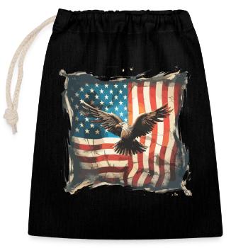 Vintage America Flag Common Bald Eagle Usa - Closable cotton gift bag (25x30cm) - black - Front