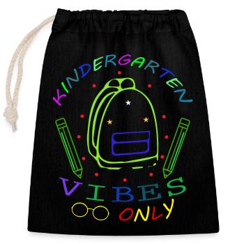 Ambiance maternelle uniquement, Enfants, Début, Été - Sac cadeau en coton avec cordon (25 x 30 cm) - noir - Devant
