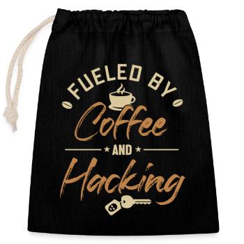 Fueled by Coffee and Hacking Phishing Sniffer - Verschließbarer Geschenkbeutel aus Baumwolle (25x30cm) - Schwarz - Vorne
