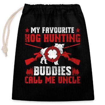 Hog Hunting Onkel Design Für Schweinejagd Onkel - Verschließbarer Geschenkbeutel aus Baumwolle (25x30cm) - Schwarz - Vorne