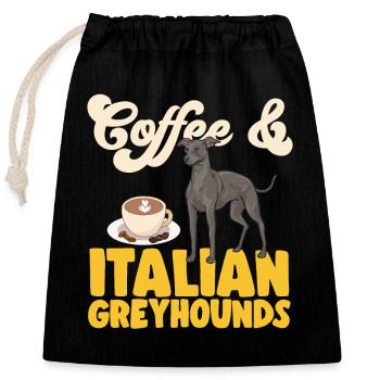 Italian Greyhound Greyhound Dogs - Closable cotton gift bag (25x30cm) - black - Front
