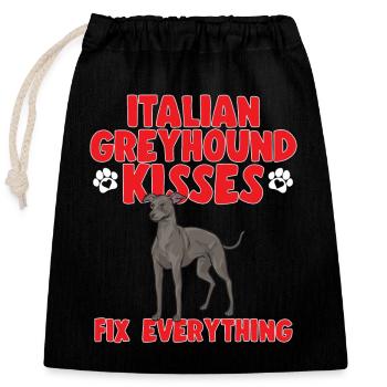 Lévrier italien Greyhound Chiens - Sac cadeau en coton avec cordon (25 x 30 cm) - noir - Devant