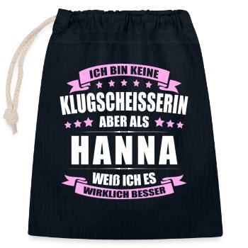 Name Hanna Vorname Klugscheisserin Namenstag - Verschließbarer Geschenkbeutel aus Baumwolle (25x30cm) - Navy - Vorne