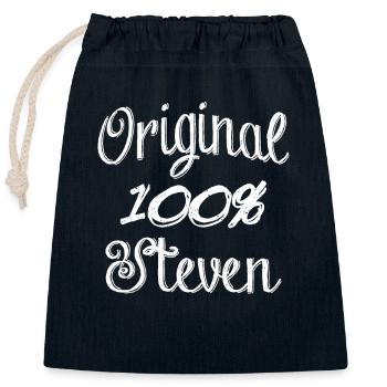 Original 100% Steven - Verschließbarer Geschenkbeutel aus Baumwolle (25x30cm) - Navy - Vorne