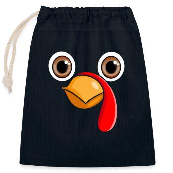 Jour de Thanksgiving La dinde fait face à un drôle de gobble - Sac cadeau en coton avec cordon (25 x 30 cm) - bleu marine - Devant