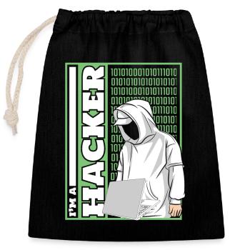 I'm A Hacker Social Engineering Phishing Sniffer - Verschließbarer Geschenkbeutel aus Baumwolle (25x30cm) - Schwarz - Vorne