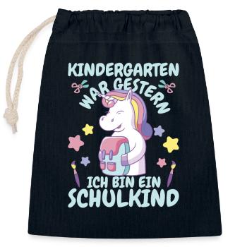 Schülerin Erstklässlerin Grundschule - Verschließbarer Geschenkbeutel aus Baumwolle (25x30cm) - Navy - Vorne
