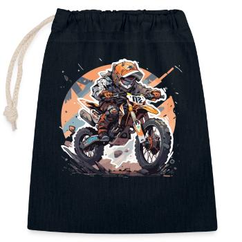 Motocross Kids - Closable cotton gift bag (25x30cm) - navy - Front