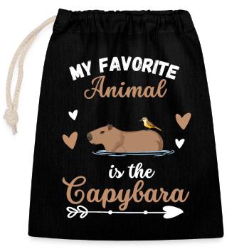 Rongeur Capybara Drôle de cadeau Capybara - Sac cadeau en coton avec cordon (25 x 30 cm) - noir - Devant