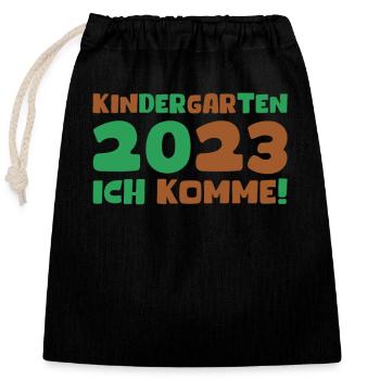 Kindergarten 2023 I'm coming girl daycare gift - Closable cotton gift bag (25x30cm) - black - Front