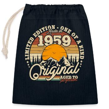 Vintage Birthday Gift 1959, 64/65 Years - Closable cotton gift bag (25x30cm) - navy - Front