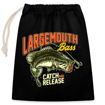 Bass fish - Closable cotton gift bag (25x30cm) - black - Front