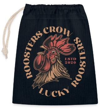 Coq de poulet vintage - Sac cadeau en coton avec cordon (25 x 30 cm) - bleu marine - Devant