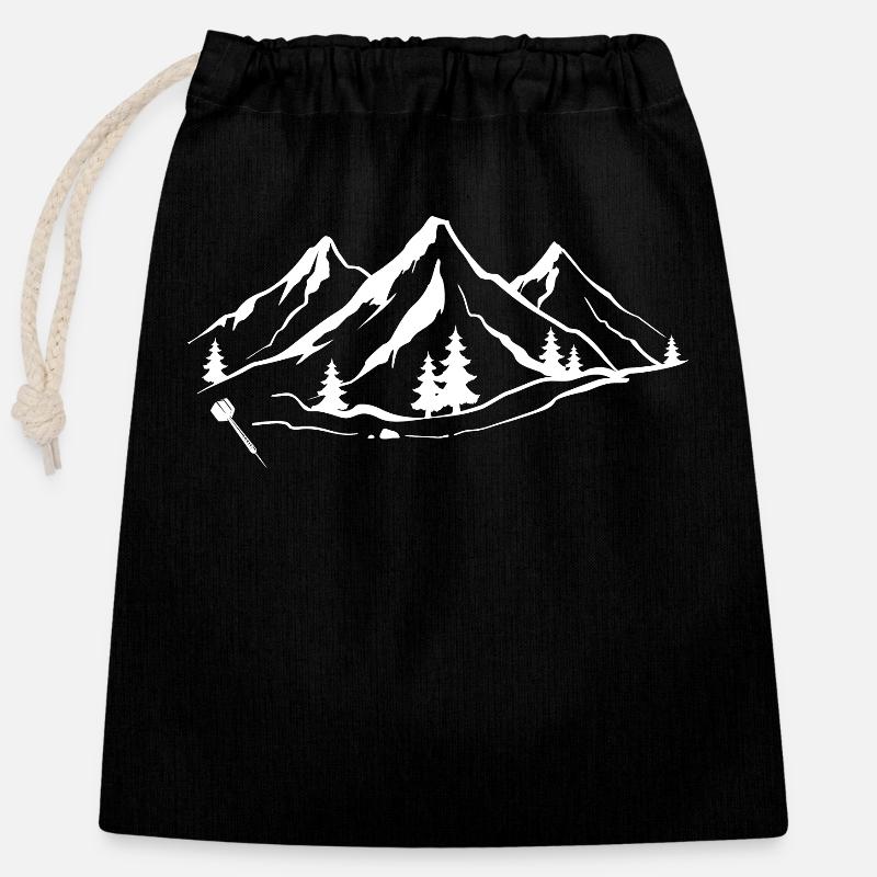 Montagne 1 - Fléchettes - - Sac cadeau en coton avec cordon (25 x 30 cm) - noir