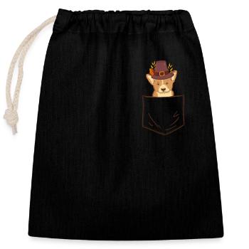Sac Pèlerin Gallois Corgi chien amoureux mignon - Sac cadeau en coton avec cordon (25 x 30 cm) - noir - Devant