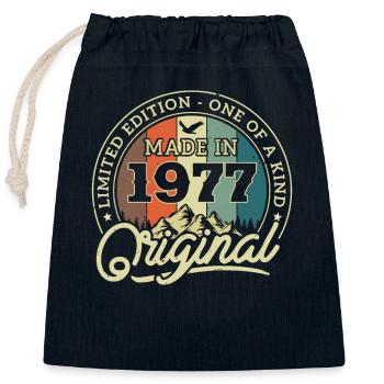 Millésime 1977 Cadeau 46/47 ans - Sac cadeau en coton avec cordon (25 x 30 cm) - bleu marine - Devant