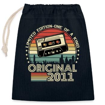 Vintage Geburtstag 2011, 12/13 Jahre - Verschließbarer Geschenkbeutel aus Baumwolle (25x30cm) - Navy - Vorne