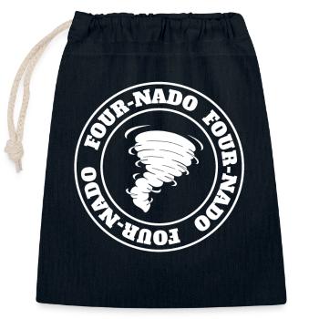 4ème anniversaire Tornade Thème Fournado Four Nado 4 - Sac cadeau en coton avec cordon (25 x 30 cm) - bleu marine - Devant