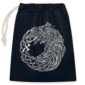Odins Raben Hugin Munin Keltische Wikinger Knoten - Verschließbarer Geschenkbeutel aus Baumwolle (25x30cm) - Navy - Vorne