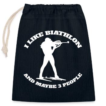 Biathlon Cadeau Skieur Biathlète Sports d’hiver - Sac cadeau en coton avec cordon (25 x 30 cm) - bleu marine - Devant