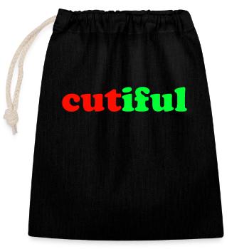 Cutiful My Blend Between Cute and Beautiful - Closable cotton gift bag (25x30cm) - black - Front