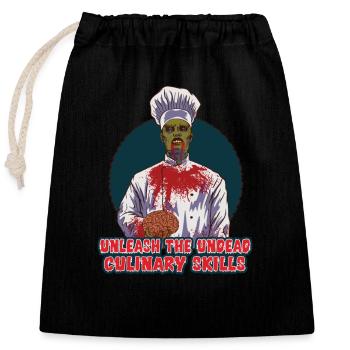 Drôle Zombie Cook Cuisine Horreur Cook Undead - Sac cadeau en coton avec cordon (25 x 30 cm) - noir - Devant